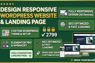 design responsive wordpress website landing page using elementor pro, wpbakery
