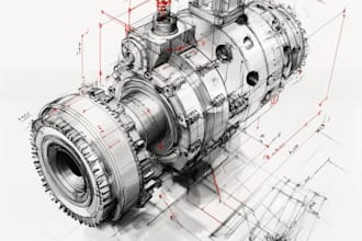 do industrial machine sketch ready for manufacturing