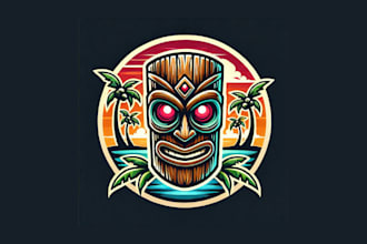 do a creative tiki mask mascot logo with unique concepts
