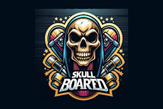 do skull board mascot logo with my original creativity