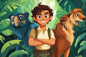 draw an expressive animal and human cartoon character