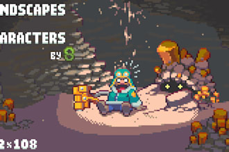 draw pixel art backgrounds or landscapes with characters