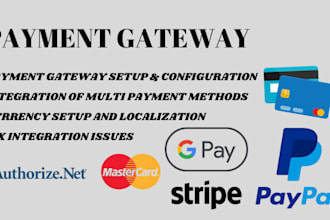 do payment gateway set up and integration to your ecommerce store shopify wix