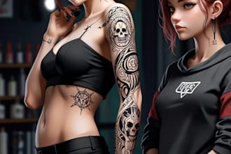 create unique custom tattoo any tattoo design, tattoo artist