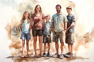 create amazing family portrait watercolor portrait