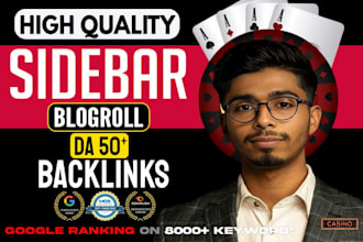 dr 50 plus quality blogroll, sidebar homepage seo backlinks