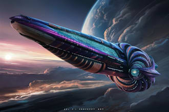 create an create an sci fi art and spaceship design