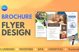 do plumbing lawn yoga spa roofing funeral flyer brochure canva design in 3 hours