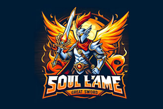 do soul flame sword knight mascot logo with any file