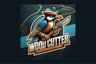 do unique wood cutter bird mascot logo with vector file