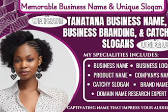 develop unique business name,  captivating company name, and slogan ideas