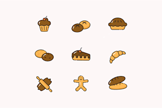 design unique custom vector icons that are colourful