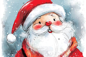 create christmas, greeting cards with hand drawn illustration