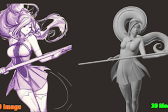 convert 2d to 3d character model concept art for 3d printing