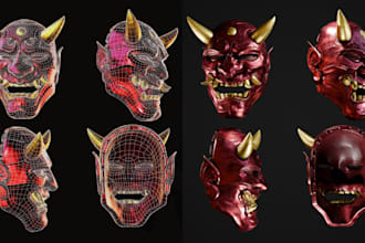 sculpt unique 3d oni mask 3d head 3d helmet helmet cosplay armor for 3d printing