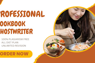 create a cookbook, quality food recipe, and ebook, food blog for you