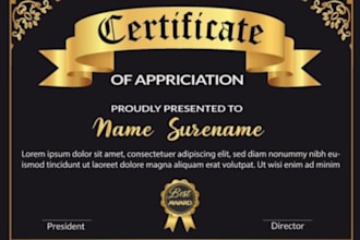 design certificates of awards, completion, achievements, and participations