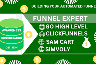 build thinkific, kajabi, go high level, simvoly, samcart, thrivecart funnels