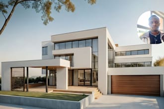 do photorealistic exterior rendering, 3d exterior design of modern house home
