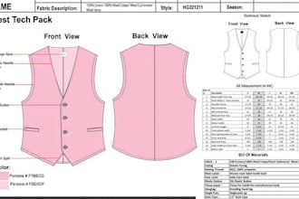 design expert fashion tech pack design for clothing manufacturers mockup