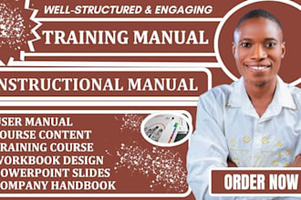 create training manual, instruction manual, ppt slide, training course, workbook