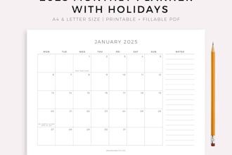 design new year calendar 25, planner, social media post, flyer