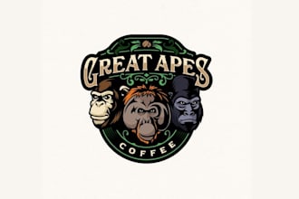 design ape themed mascot emblem coffee logo