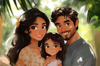 design a professional disney family portrait