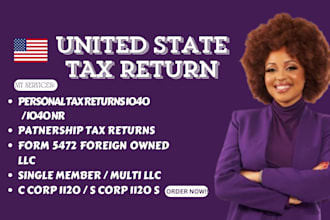 do US tax filing, US tax returns, llc tax, business tax 1040 5472 1120 cpa