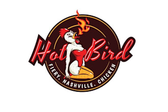 design hip funky hot chicken sandwich logo
