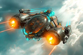 design a spaceship, sci fi vehicle and sci fi art