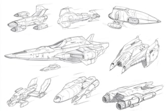 sketch a spaceship or vehicle design