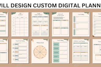 design custom digital planner diet plan for diabetes, weight loss, journal