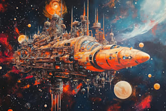 create scifi vehicle design and spaceship concept art