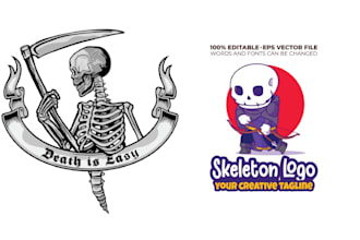 make custom skull skeleton logo and illustration style