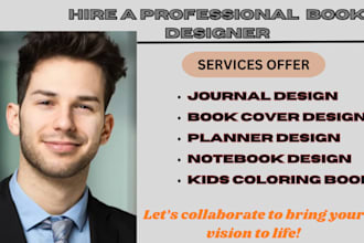 design journals, planners, notebooks, and book covers for KDP