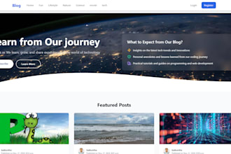 develop a full featured blog website with user interaction