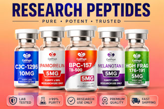 design premium peptide vial label with realistic 3d mockup
