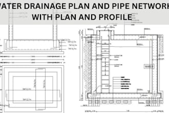 design storm water drainage plan and pipe network with plan and profile