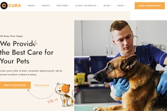 design veterinary website animal care website pet adoption accessories website