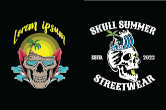 make unique summer skull surf logo