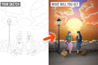 color your sketch and illustration