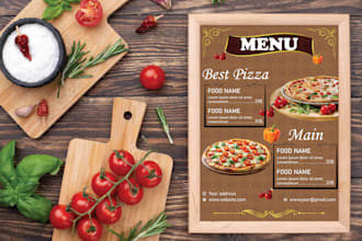 create restaurant menu card or digital food price list board modern menu design