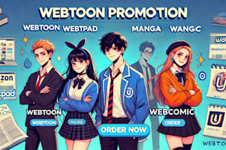 do massive webtoon, wattpad, comic book, cartoon promotion