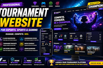 design tournament website for esports, sports or gaming with live scoreboard