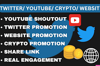 shoutout twitter, promote website share link on ig yt crypto