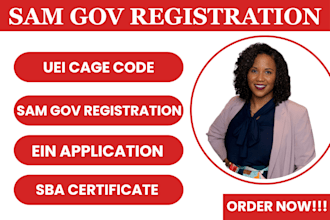 do sam gov registration, cage code and uei application,  for government contract