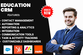 setup education CRM hubspot salesforce zoho CRM blackbaud CRM monday zapier