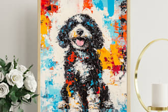 create abstract pet portraits with bold and modern strokes