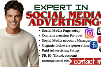 be facebook instagram linkedin social media marketing online advertising manager